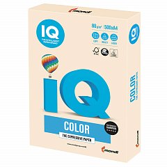 Бумага цветная IQ color, А4, 80 г/м2, 500 л., пастель, кремовая, CR20 фото