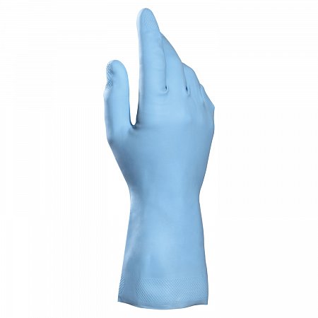 Перчатки латексные MAPA Vital Eco 117, хлопчатобумажное напыление, размер 8 (M), синие фото
