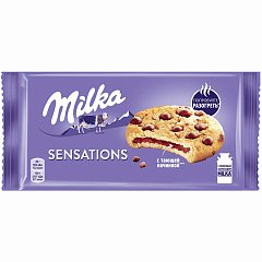 Печенье MILKA (Милка) "Sensations" с кусочками шоколада и тающей начинкой, 156 г, ш/к 54404, 87164 фото