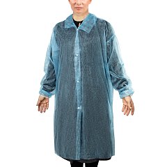 Халат одноразовый голубой на кнопках КОМПЛЕКТ 10 шт., XXL, 56-58 размер, 110 см, рукав на резинке, 20 г/м2, СНАБЛАЙН фото