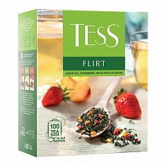 Чай TESS (Тесс) "Flirt", зеленый с клубникой и персиком, 100 пакетиков по 1,5 г, 1476-09 фото