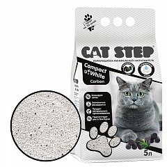 Наполнитель комкующийся минеральный CAT STEP Compact White Carbon, 5 л фото