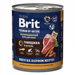 Brit Premium By Nature говядиной и печенью для взрослых собак всех пород, 850 гр. фото