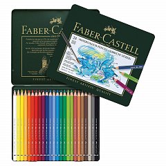 Карандаши цветные акварельные художественные FABER-CASTELL "Albrecht Durer", 24 цвета, металлическая коробка, 117524 фото