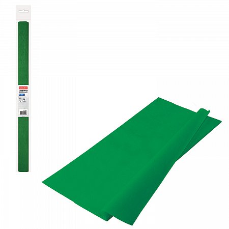 Бумага гофрированная/креповая, 32 г/м2, 50х250 см, темно-зеленая, в рулоне, BRAUBERG, 126537 фото