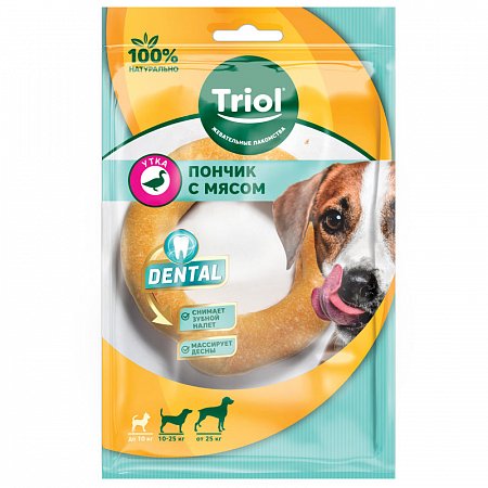 Пончик жевательный с мясом утки, 10см (уп.1шт.), серия DENTAL, Triol фото