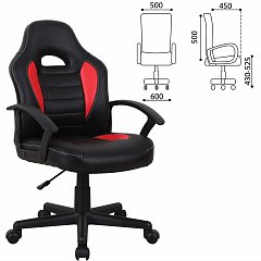 Кресло компьютерное BRABIX "Spark GM-201", экокожа, черное/красное, 532503 фото