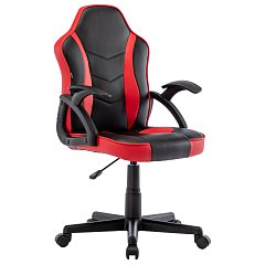 Кресло компьютерное BRABIX "Shark GM-203", экокожа, черное/красное, 532512 фото