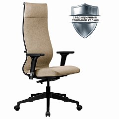 Кресло МЕТТА "ErgoLife" 10 B1-162D, пластик, синхромеханизм, 2D-подлокотники, ткань, бежевое фото