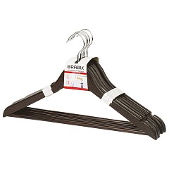 Вешалки-плечики, размер 48-50, КОМПЛЕКТ 5 шт., дерево, перекладина, цвет шоколад, BRABIX "Стандарт", 601162 фото