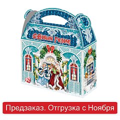Подарок новогодний "Домик Деда Мороза", НАБОР конфет 1000 г, картонная коробка, WELDAY фото
