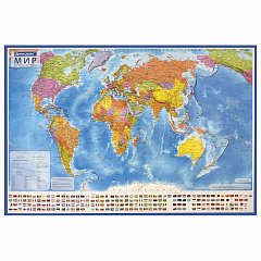 Карта мира политическая 101х70 см, 1:32М, с ламинацией, интерактивная, в тубусе, BRAUBERG, 112382 фото