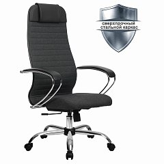 Кресло офисное МЕТТА "К-27" хром, ткань, сиденье и спинка мягкие, серое фото