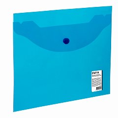 Папка-конверт с кнопкой МАЛОГО ФОРМАТА (240х190 мм), А5, прозрачная, синяя, 0,15 мм, STAFF, 270466 фото