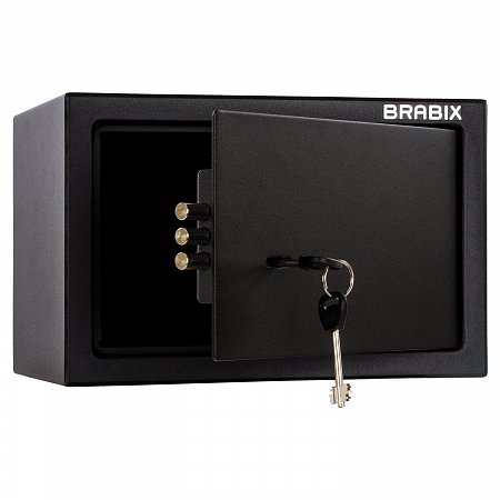 Сейф мебельный BRABIX "SF-200KL", 200х310х200 мм, ключевой замок, черный, 291144, S103BR211114 фото