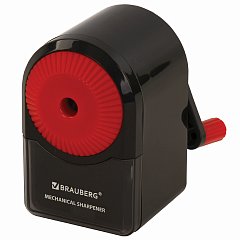 Точилка механическая BRAUBERG "ULTRA", для чернографитных и цветных карандашей, крепление к столу, корпус черный с красным, 228626 фото