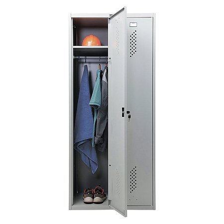 Шкаф металлический для одежды ПРАКТИК "ML/LS-21-80", двухсекционный, 1830х800х500 мм, 35 кг, разборный фото