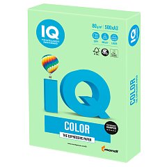 Бумага цветная IQ color БОЛЬШОЙ ФОРМАТ (297х420 мм), А3, 80 г/м2, 500 л., пастель, зеленая, MG28 фото