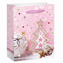Пакет подарочный новогодний 17,8x9,8x22,9 см ЗОЛОТАЯ СКАЗКА "Lilac Story", фольга, розовый, 608233 фото