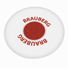 Ластик BRAUBERG "Energy", 30х30х8 мм, белый, круглый, красный пластиковый держатель, 222472 фото