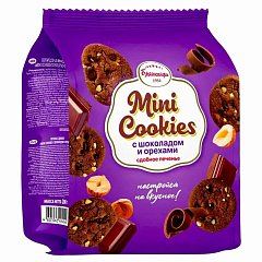 Печенье БРЯНКОНФИ "Mini cookies" шоколадное с орехами 200 г, ш/к 94544, 3045078 фото