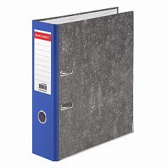 Папка-регистратор BRAUBERG, усиленный корешок, мраморное покрытие, 80 мм, с уголком, синяя, 228028 фото
