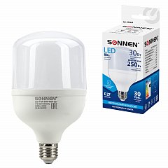 Лампа светодиодная SONNEN, 30 (250) Вт, цоколь Е27, цилиндр, нейтральный белый, 30000 ч, LED Т100-30W-4000-E27, 454923 фото