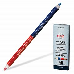 Карандаш двухцветный утолщённый KOH-I-NOOR, 1 шт., красно-синий, грифель 3,8 мм, картонная упаковка, 34230EG006KS фото