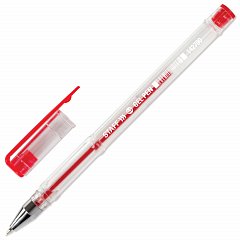 Ручка гелевая STAFF "Basic" GP-789, КРАСНАЯ, корпус прозрачный, хромированные детали, узел 0,5 мм, 142790 фото