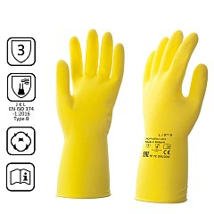 Перчатки латексные КЩС, прочные, хлопковое напыление, размер 8,5-9 L, большой, желтые, HQ Profiline, 73587 фото