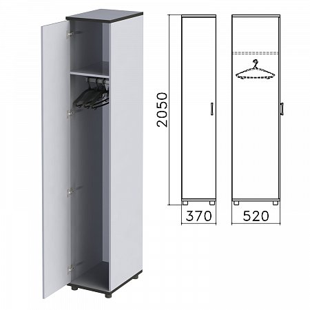 Шкаф для одежды "Монолит", 370х520х2050 мм, цвет серый, ШМ52.11 фото