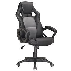 Кресло компьютерное BRABIX "Rider Plus EX-544" КОМФОРТ, экокожа, черное/серое, 531582 фото