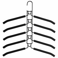 Вешалка-плечики трансформер, 5 плечиков, металл с покрытием, черные, BRABIX, 607474 фото
