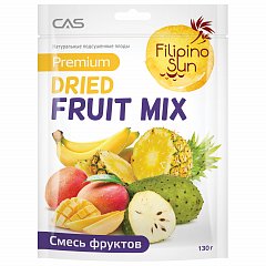 Фруктовый микс FILIPINO SUN сушеный (ананас, банан, манго, сметанное яблоко), 130 г, пакет, 4809012889230 фото