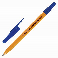 Ручка шариковая STAFF "C-51", СИНЯЯ, корпус оранжевый, узел 1 мм, линия письма 0,5 мм, 143332 фото