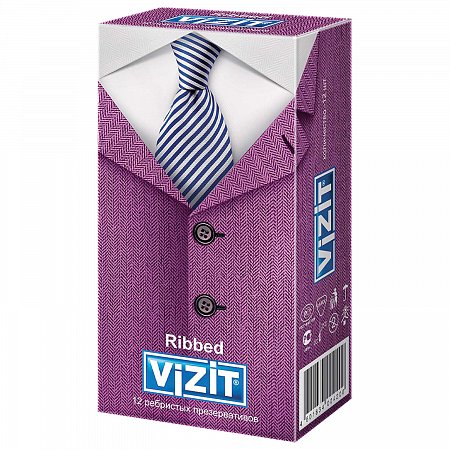 Презервативы латексные VIZIT Ribbed, комплект 12 шт., с ребрами, 101010321 фото